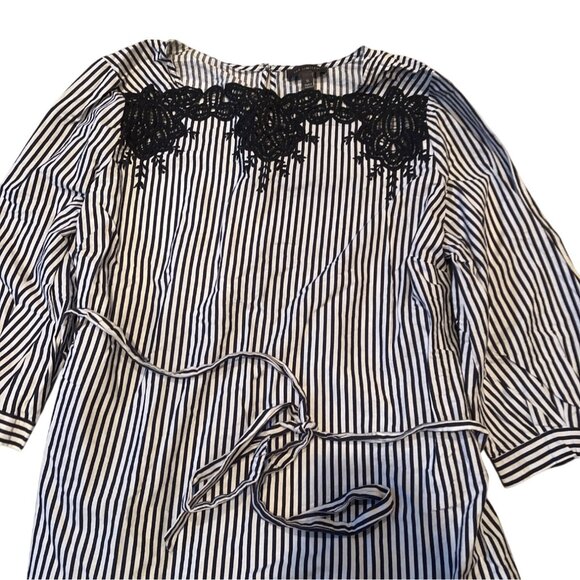 The Limited Womens Blouse 3/4 Sleeve Top Stripe Multicolor Lace Trim Size 1X - Picture 9 of 12